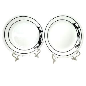 DISCONTINUED 1970s Pair Correlle Lyrics Black Bread & Butter Plates